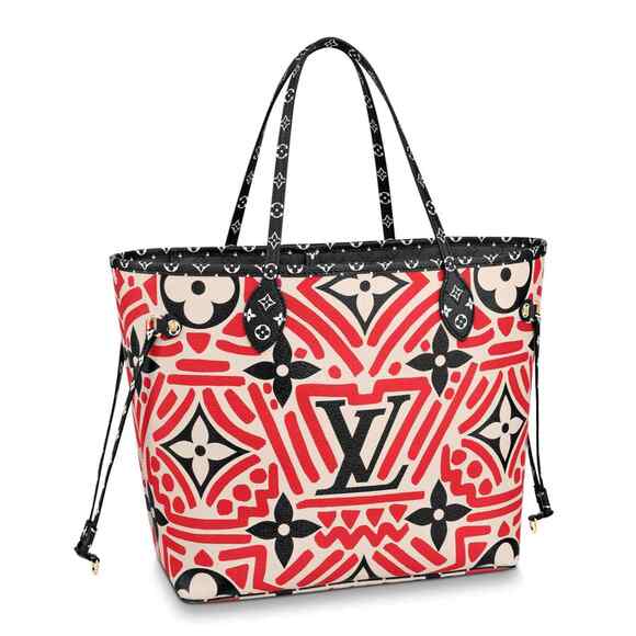 Louis Vuitton Crafty Neverfull MM White Black Red Tote Top Handle Shoulder Bag - Picture 7 of 12